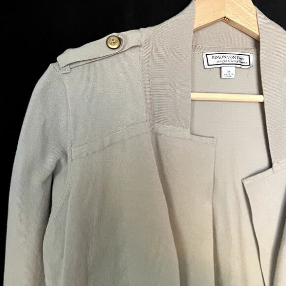 Simonton Says women's size M cotton jacket knit blazer style beige tan - Picture 2 of 7